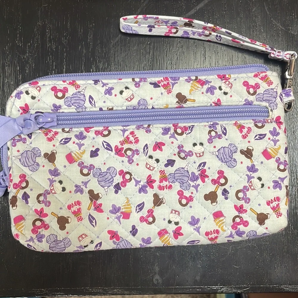 Vera Bradley Lavender Purple Pink Patterned Quilted Wristlet